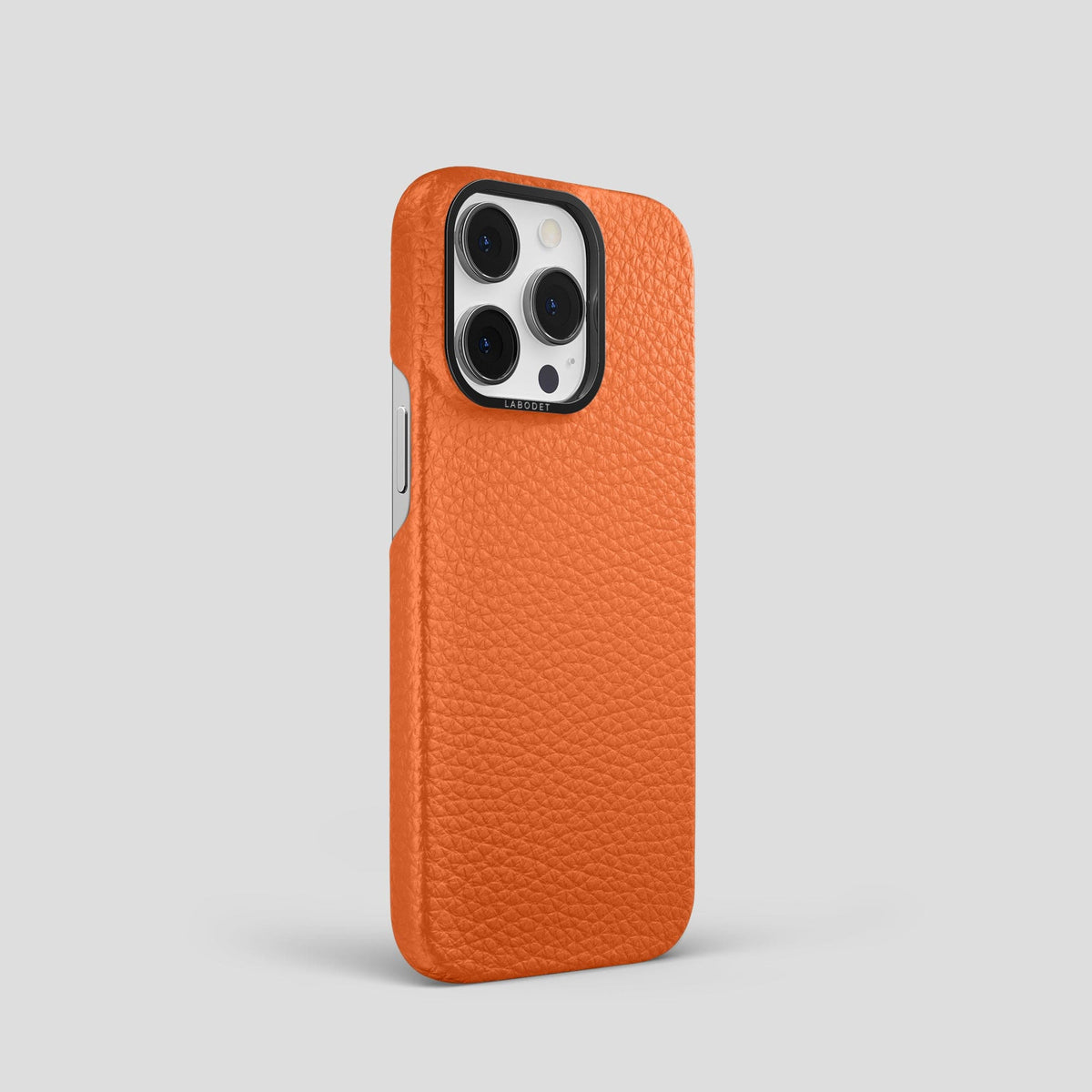 Orange iPhone 15 Pro Classic Case Calf with Black Metal -2 | Orange-Black