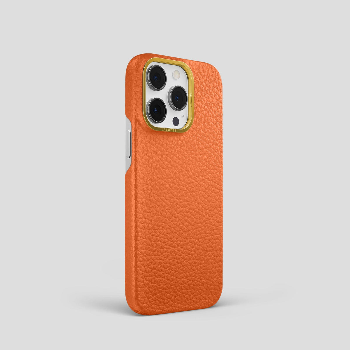 Orange iPhone 15 Pro Classic Case Calf with Gold Metal -2 | Orange-Gold