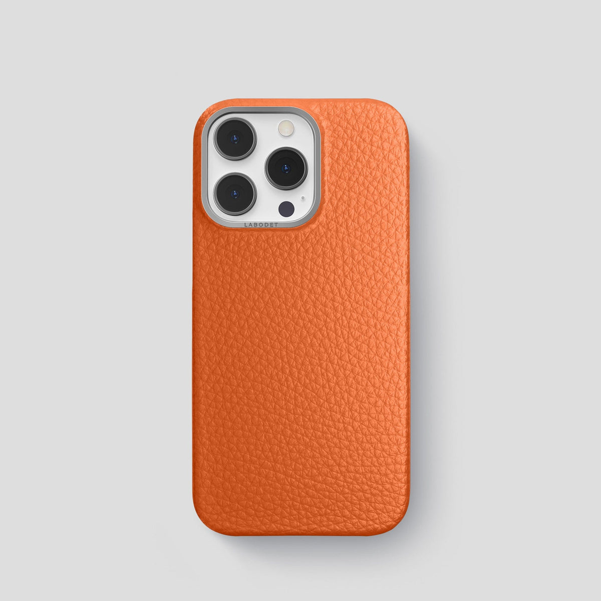Orange iPhone 15 Pro Classic Case Calf with Steel Metal -1 | Orange-Steel