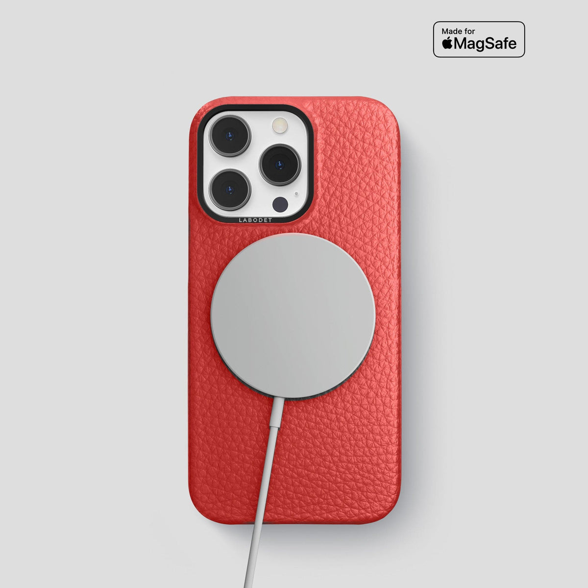 Red iPhone 15 Pro Classic Case Calf with Black Metal -5 | Red-Black