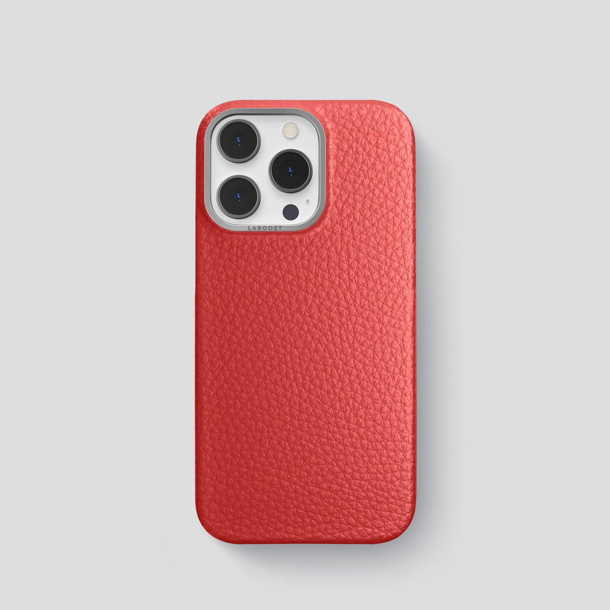 Red iPhone 15 Pro Classic Case Calf with Steel Metal -1 | Red-Steel