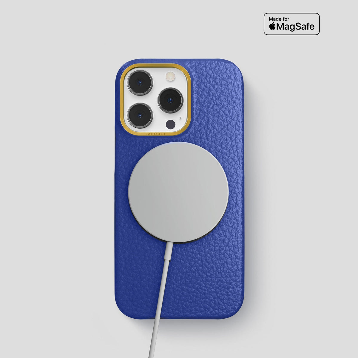 Royal Blue iPhone 15 Pro Classic Case Calf with Gold Metal -5 | Royal-Blue-Gold