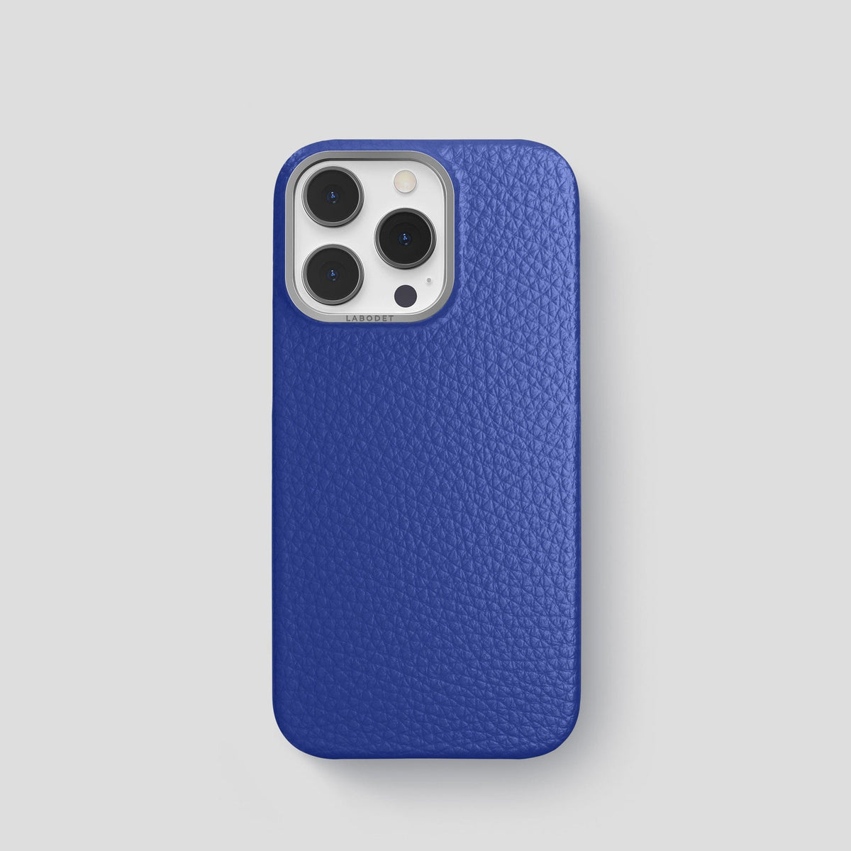Royal Blue iPhone 15 Pro Classic Case Calf with Steel Metal -1 | Royal-Blue-Steel
