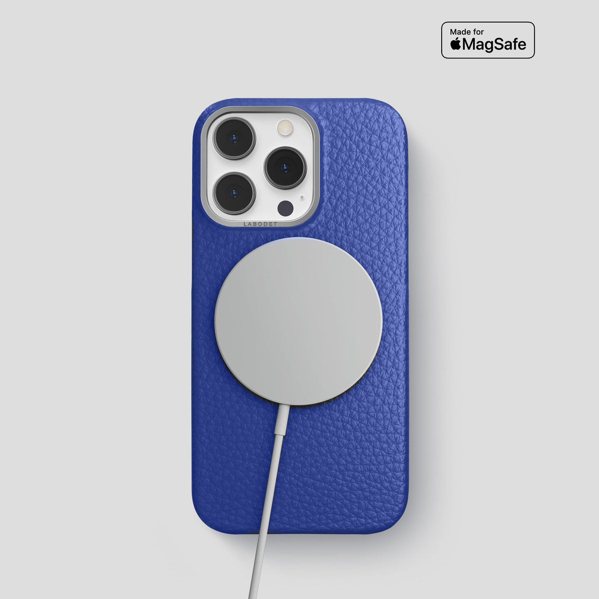 Royal Blue iPhone 15 Pro Classic Case Calf with Steel Metal -5 | Royal-Blue-Steel