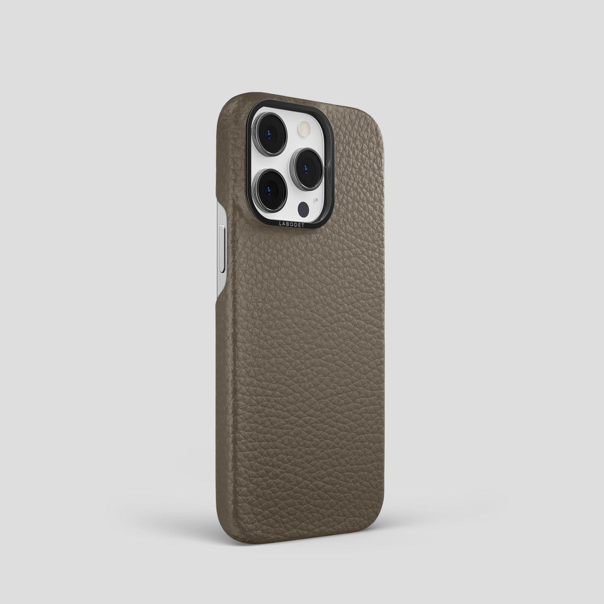 Taupe iPhone 15 Pro Classic Case Calf with Black Metal -2 | Taupe-Black