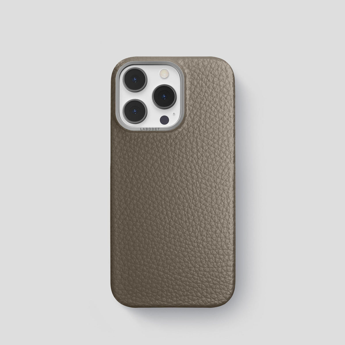 Taupe iPhone 15 Pro Classic Case Calf with Steel Metal -1 | Taupe-Steel