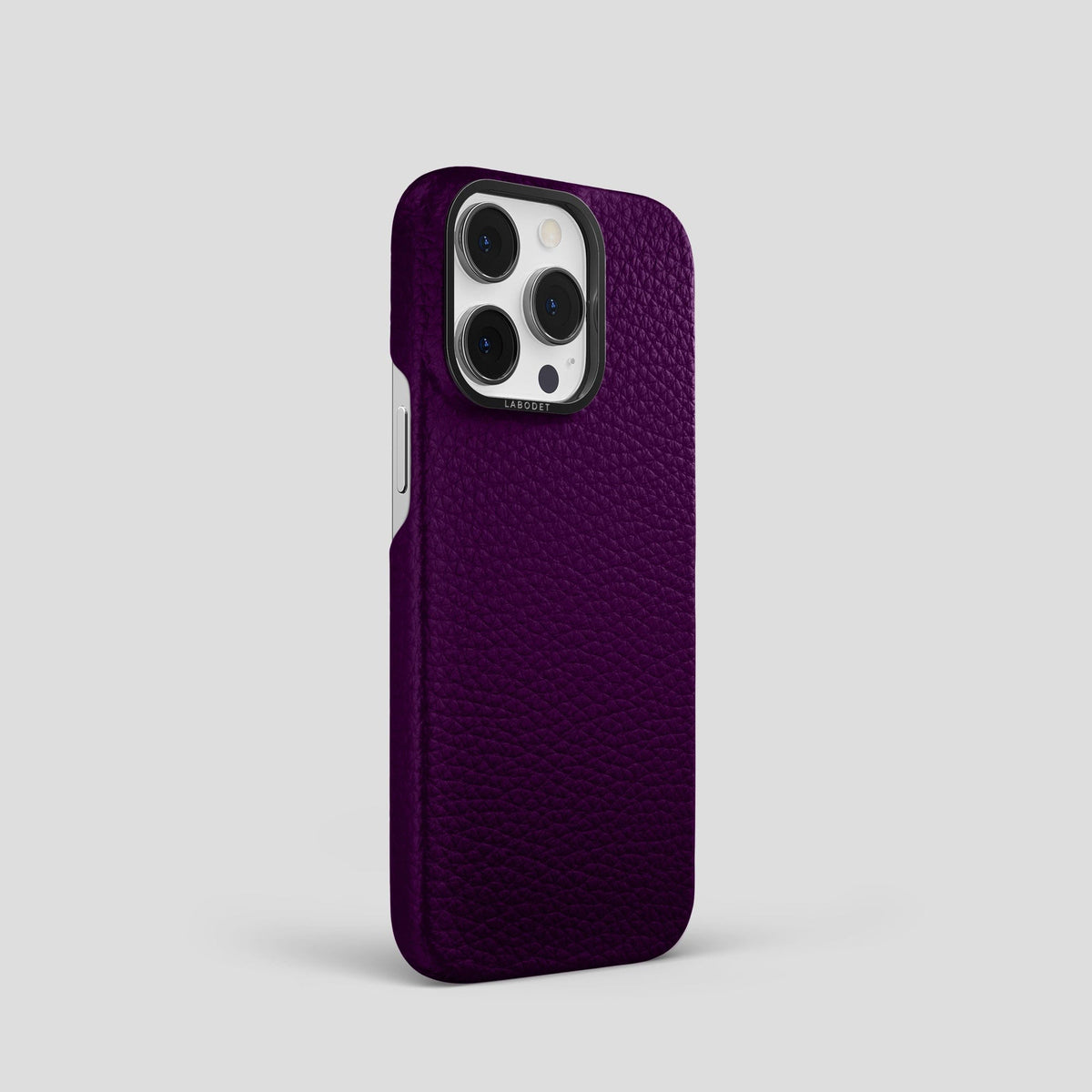 Violet iPhone 15 Pro Classic Case Calf with Black Metal -2 | Violet-Black