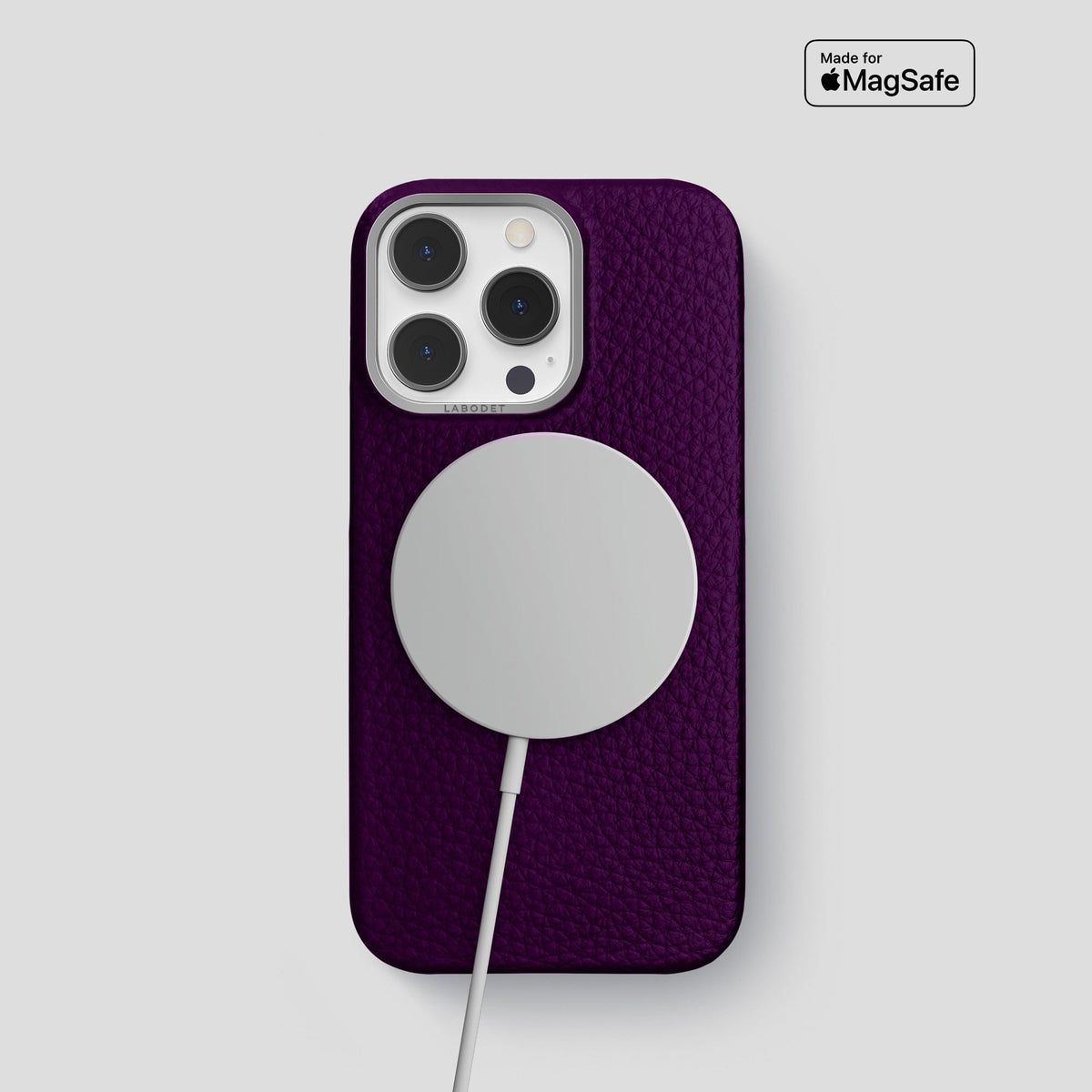Violet iPhone 15 Pro Classic Case Calf with Steel Metal -5 | Violet-Steel