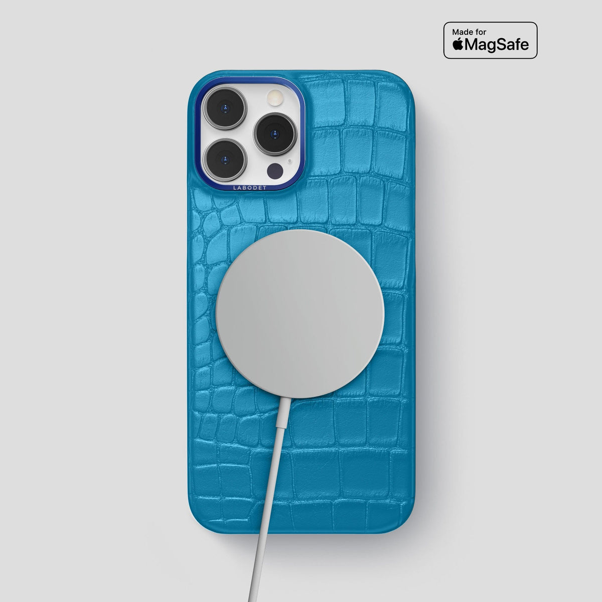 Curaçao-Blue iPhone 15 Pro Max Classic Case Alligator with Blue Metal -5 | Curaçao-Blue-Blue