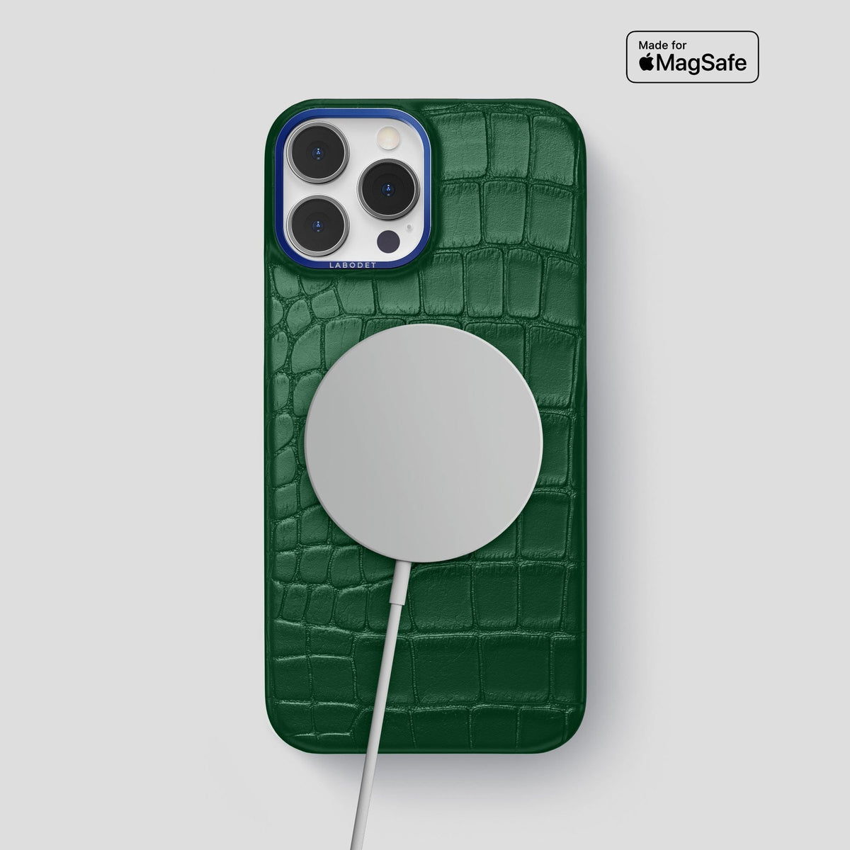 Forest-Green iPhone 15 Pro Max Classic Case Alligator with Blue Metal -5 | Forest-Green-Blue