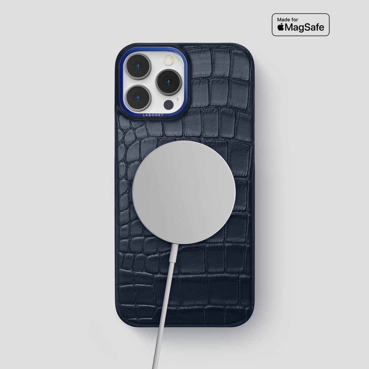 Navy Blue iPhone 15 Pro Max Classic Case Alligator with Blue Metal -5 | Navy-Blue-Blue