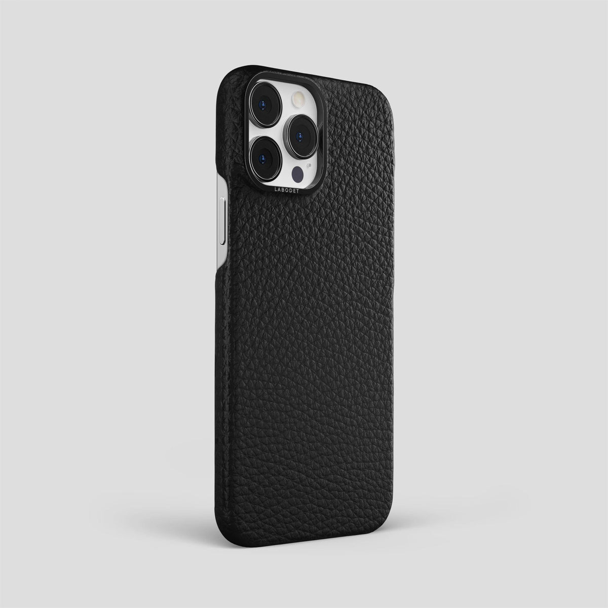 Black iPhone 15 Pro Max Classic Case Calf with Black Metal -2 | Black-Black