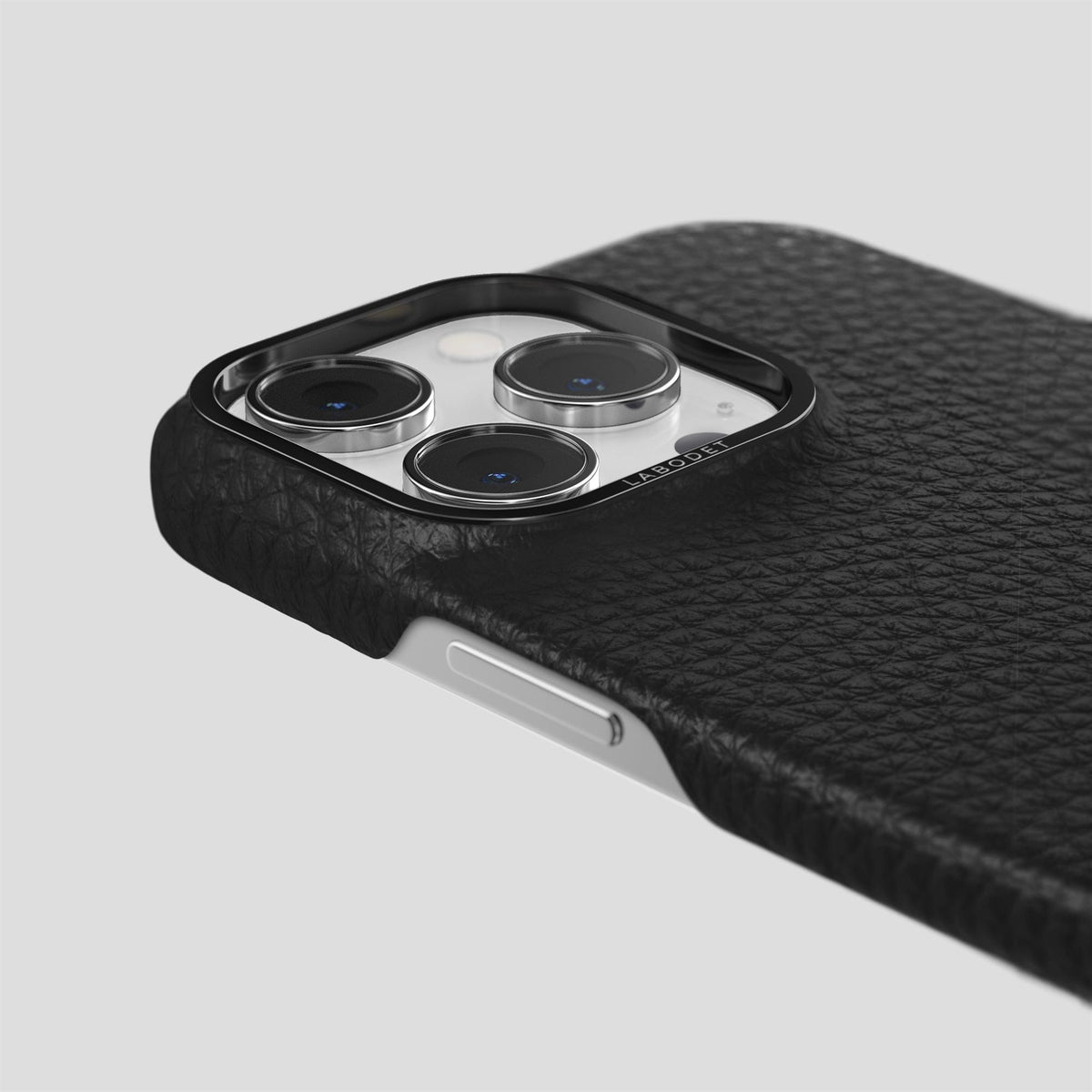 Black iPhone 15 Pro Max Classic Case Calf with Black Metal -6 | Black-Black