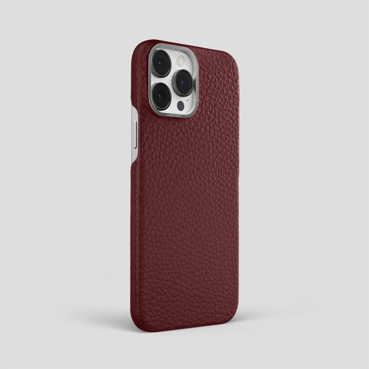 Bordeaux iPhone 15 Pro Max Classic Case Calf with Steel Metal -2 | Bordeaux-Steel