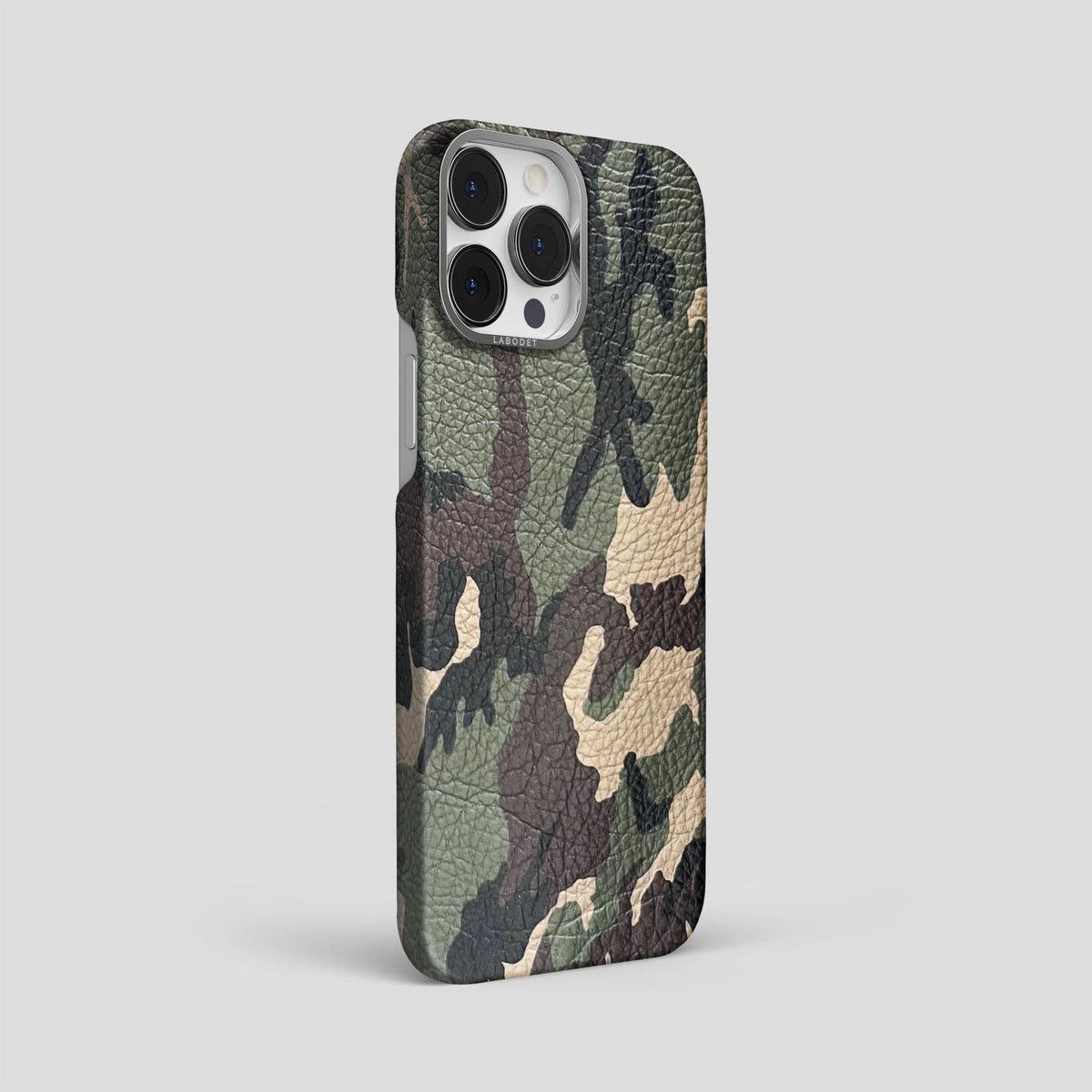 Camouflage iPhone 15 Pro Max Classic Case Calf with Steel Metal -2 | Camouflage-Steel