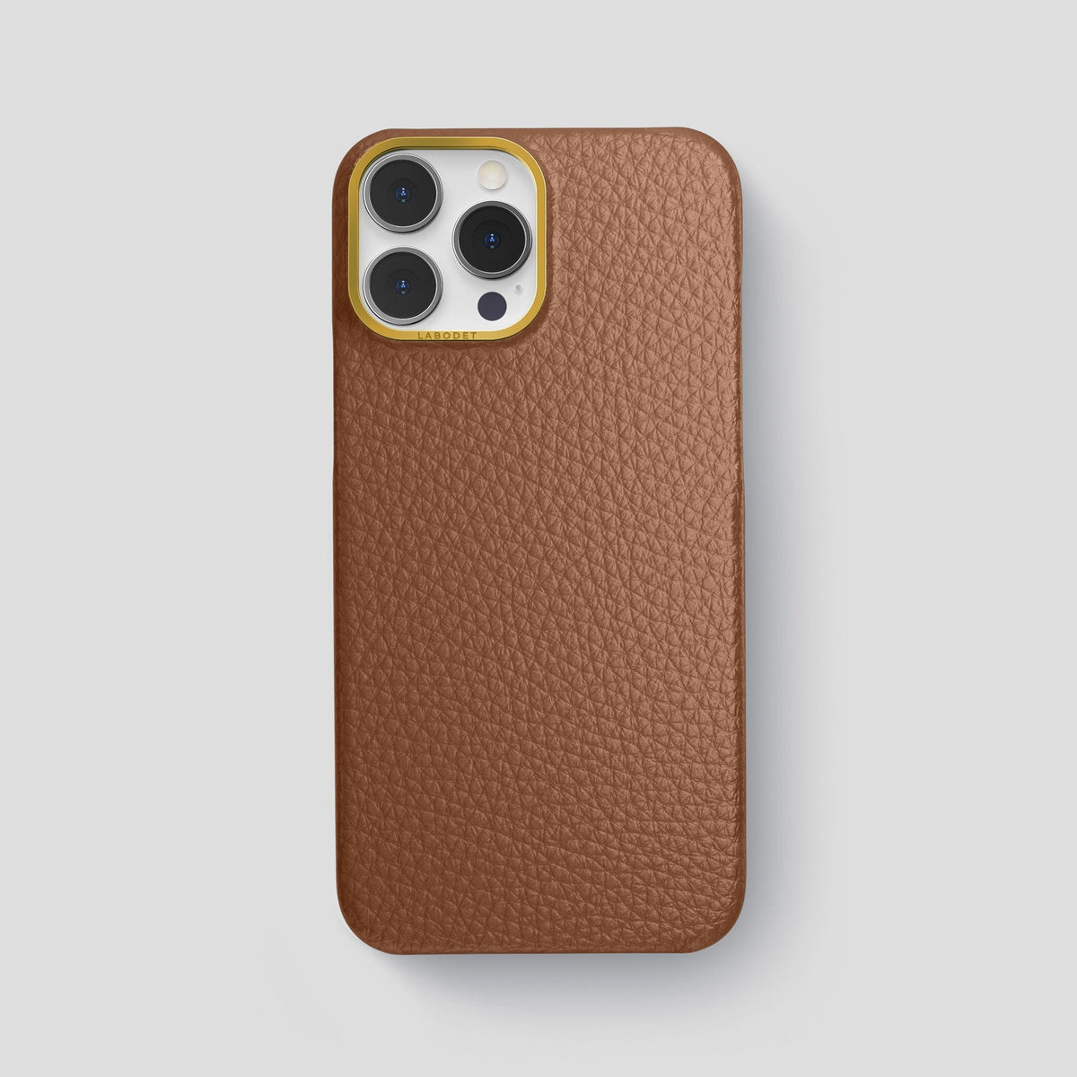 Caramel iPhone 15 Pro Max Classic Case Calf with Gold Metal -1 | Caramel-Gold