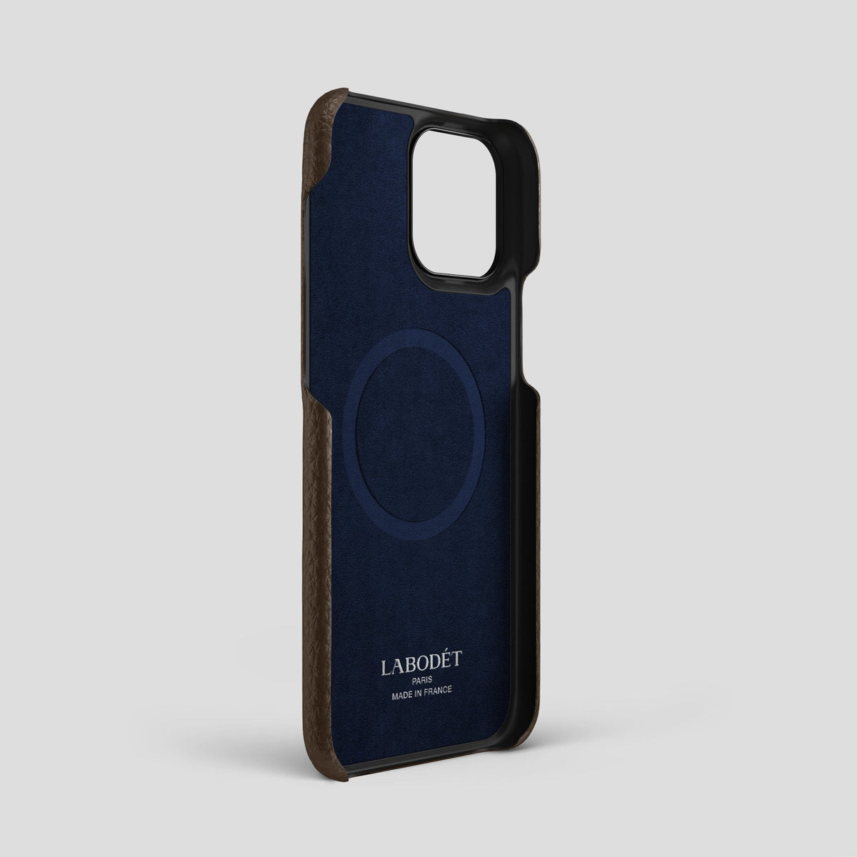 Dark Brown iPhone 15 Pro Max Classic Case Calf with Black Metal -4 | Dark-Brown-Black