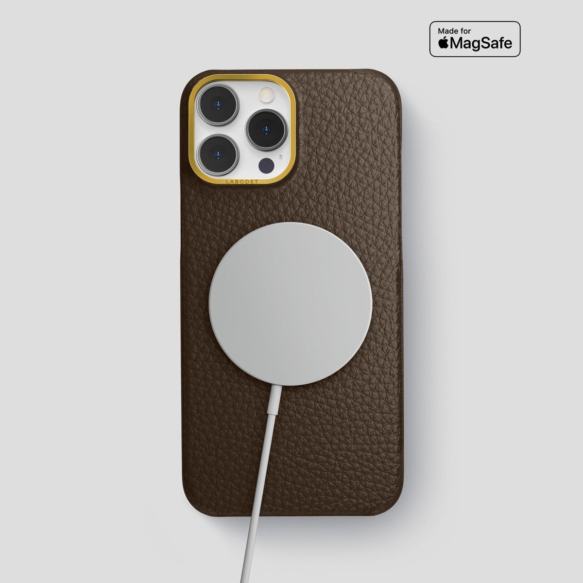 Dark Brown iPhone 15 Pro Max Classic Case Calf with Gold Metal -5 | Dark-Brown-Gold