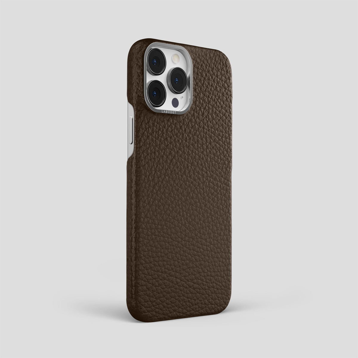 Dark Brown iPhone 15 Pro Max Classic Case Calf with Steel Metal -2 | Dark-Brown-Steel