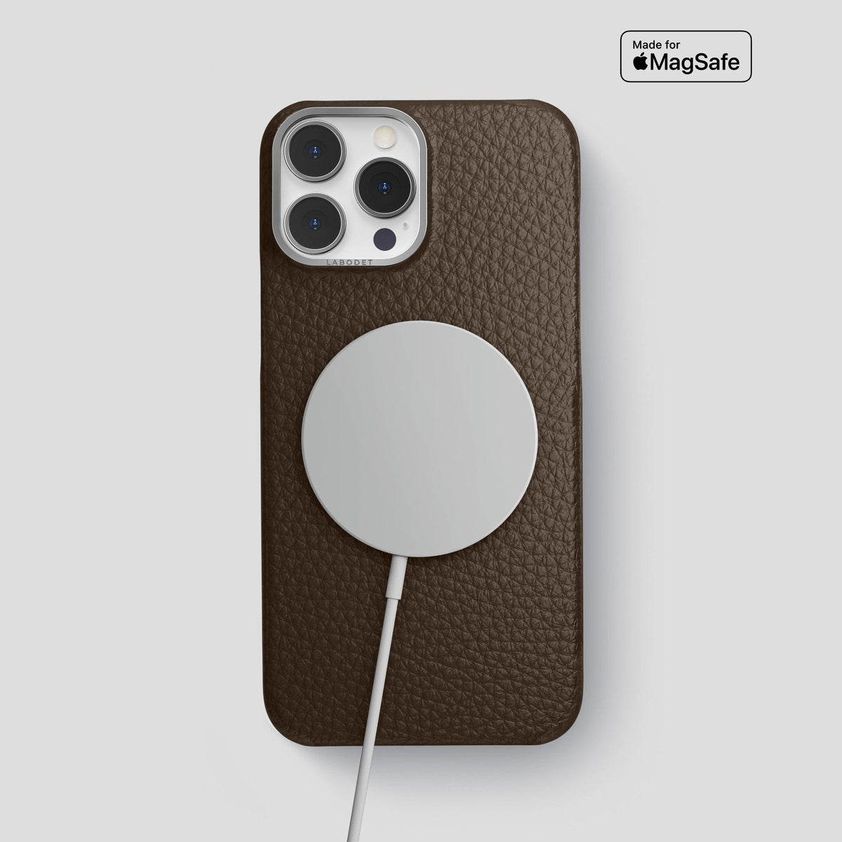 Dark Brown iPhone 15 Pro Max Classic Case Calf with Steel Metal -5 | Dark-Brown-Steel