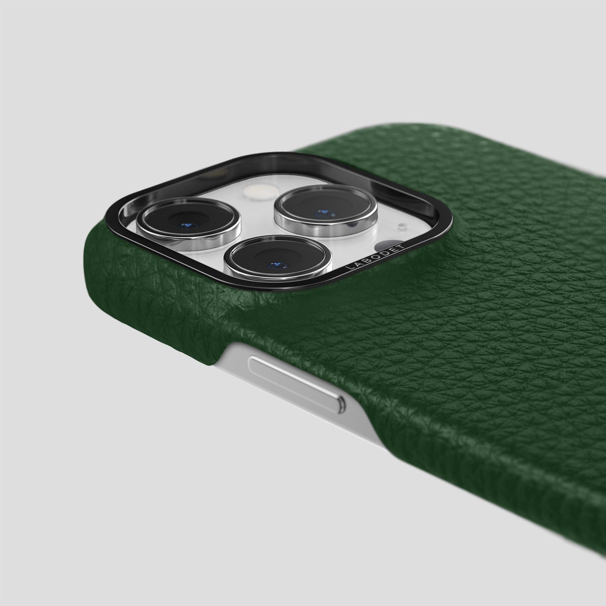 Dark Green iPhone 15 Pro Max Classic Case Calf with Black Metal -6 | Dark-Green-Black
