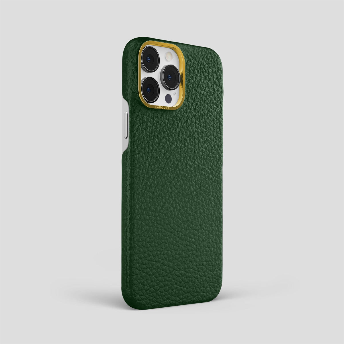 Dark Green iPhone 15 Pro Max Classic Case Calf with Gold Metal -2 | Dark-Green-Gold