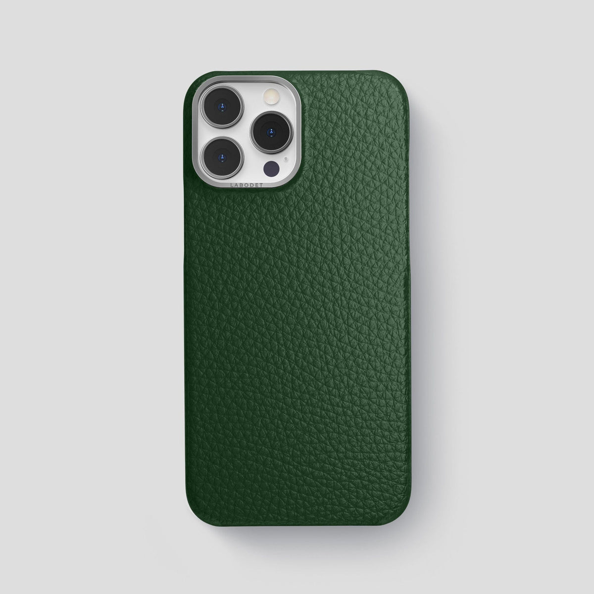 Dark Green iPhone 15 Pro Max Classic Case Calf with Steel Metal -1 | Dark-Green-Steel