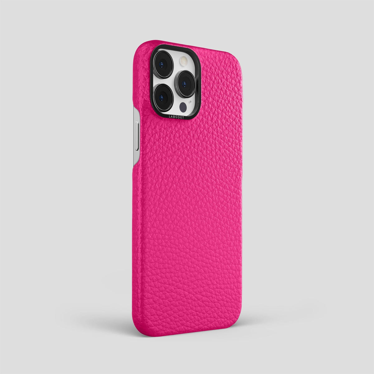 Magenta iPhone 15 Pro Max Classic Case Calf with Black Metal -2 | Magenta-Black