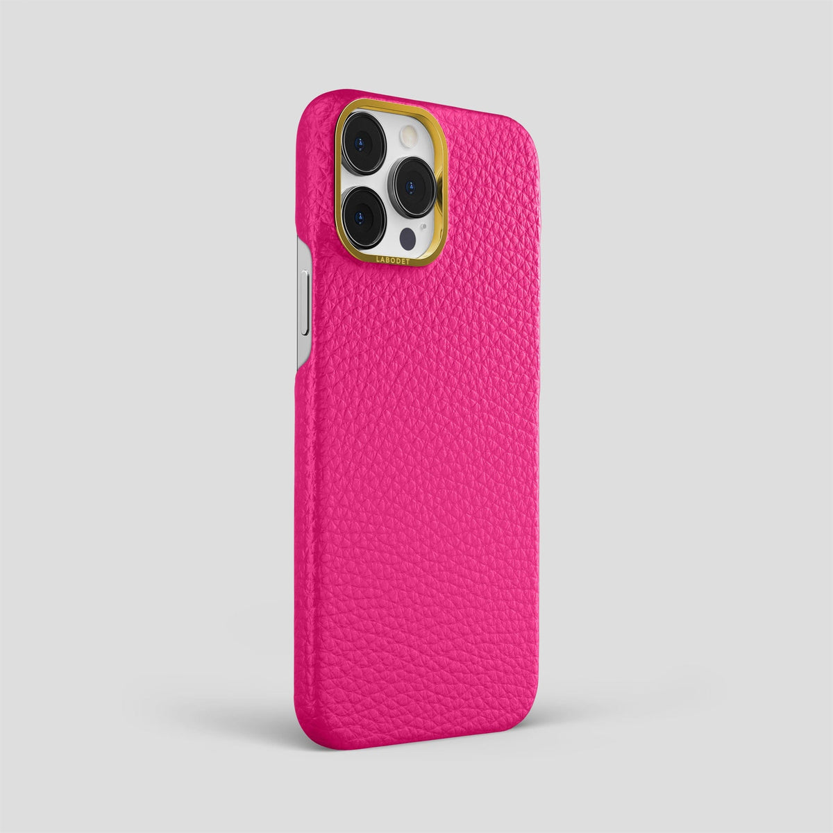 Magenta iPhone 15 Pro Max Classic Case Calf with Gold Metal -2 | Magenta-Gold
