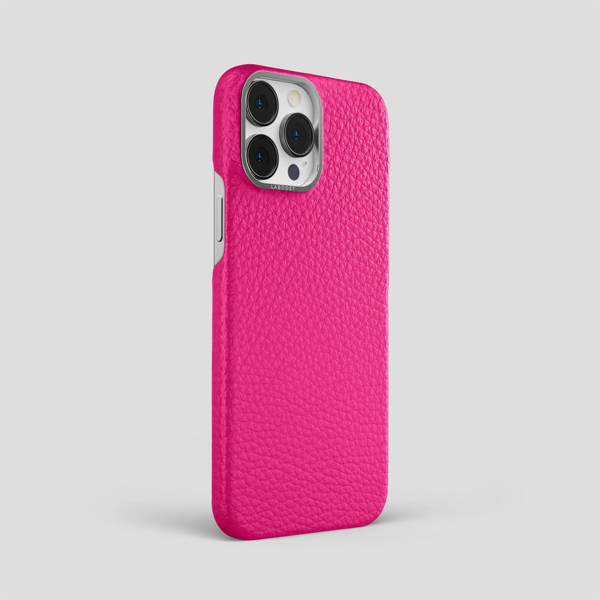 Magenta iPhone 15 Pro Max Classic Case Calf with Steel Metal -2 | Magenta-Steel