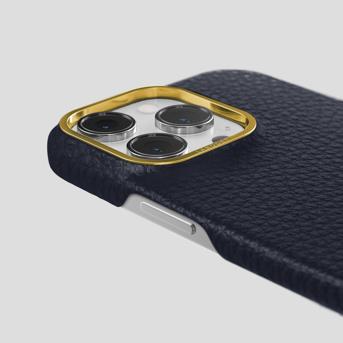 Marine iPhone 15 Pro Max Classic Case Calf with Gold Metal -6 | Marine-Gold