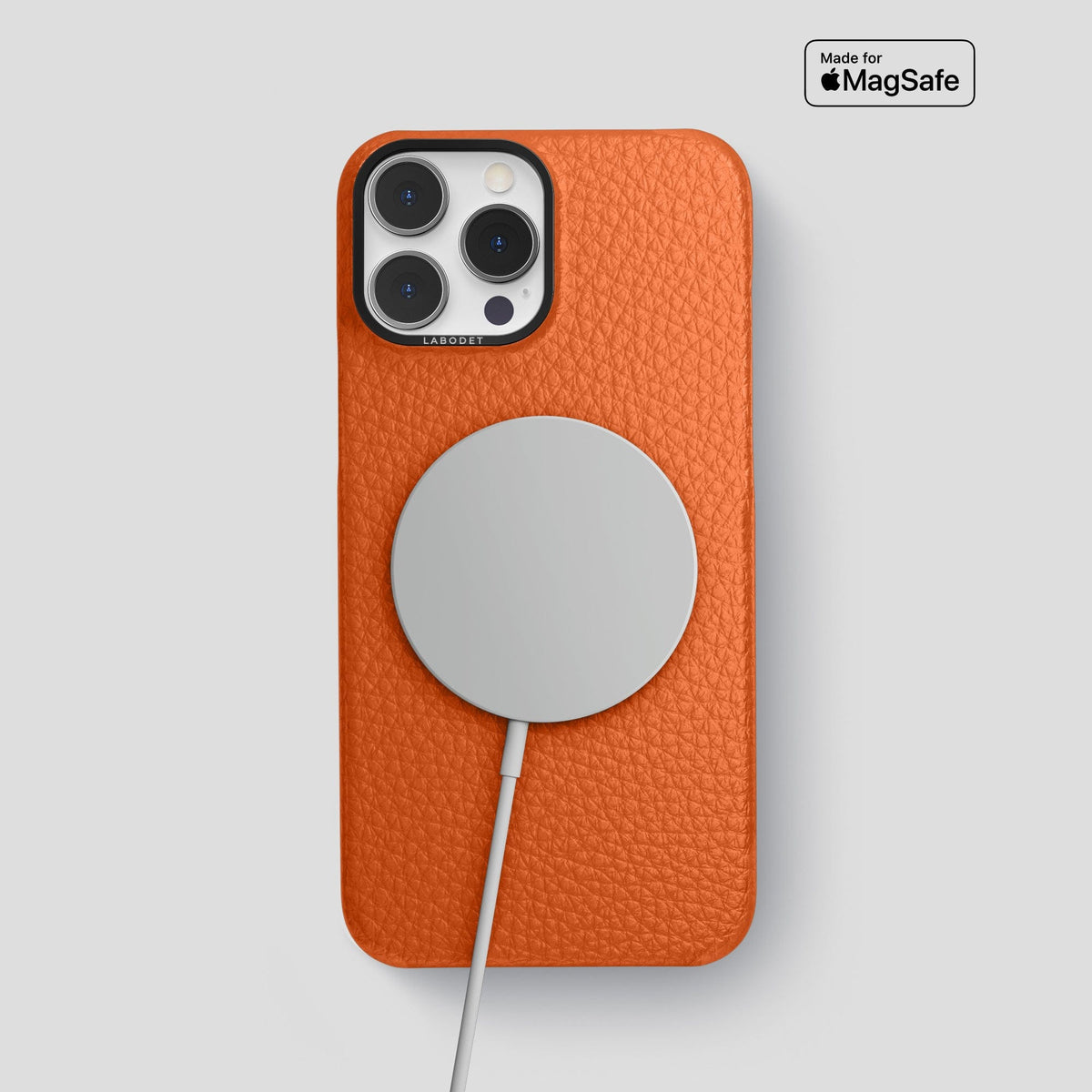 Orange iPhone 15 Pro Max Classic Case Calf with Black Metal -5 | Orange-Black