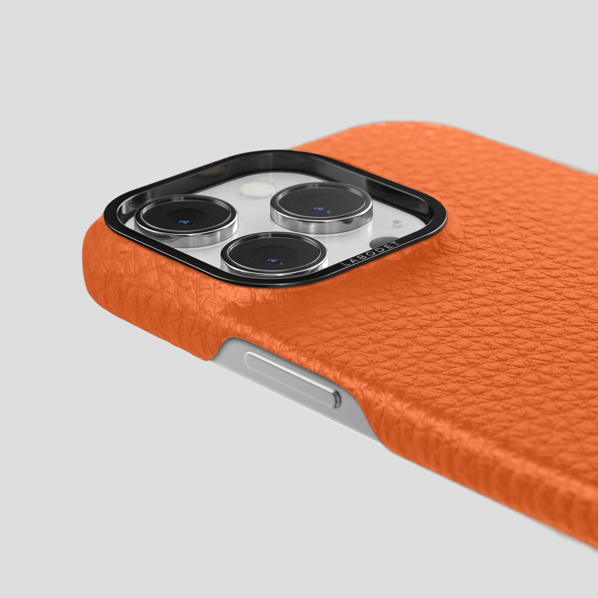 Orange iPhone 15 Pro Max Classic Case Calf with Black Metal -6 | Orange-Black