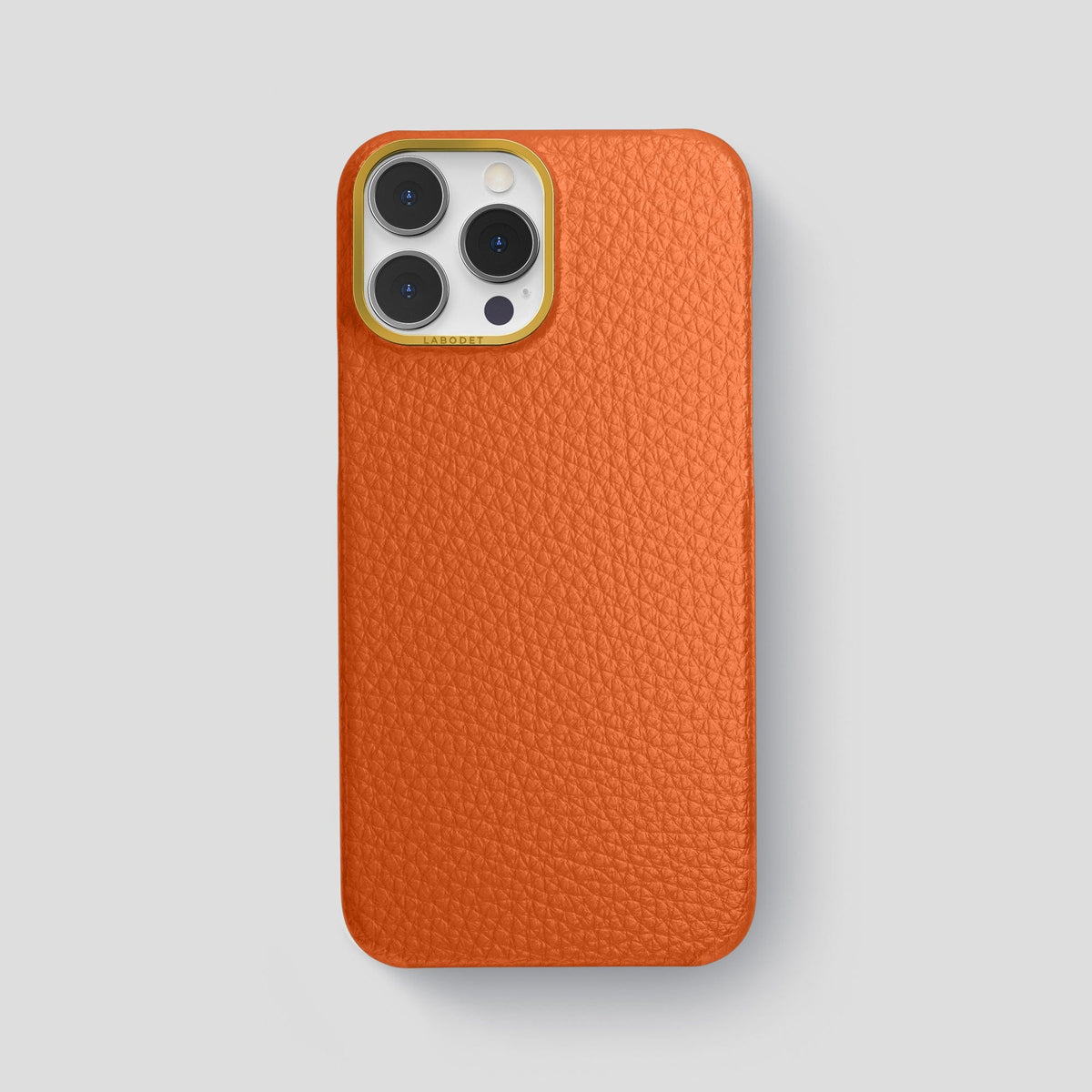 Orange iPhone 15 Pro Max Classic Case Calf with Gold Metal -1 | Orange-Gold