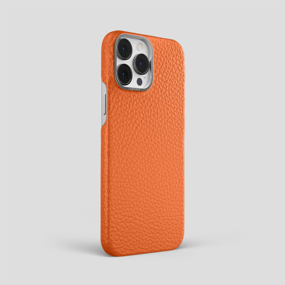 Orange iPhone 15 Pro Max Classic Case Calf with Steel Metal -2 | Orange-Steel