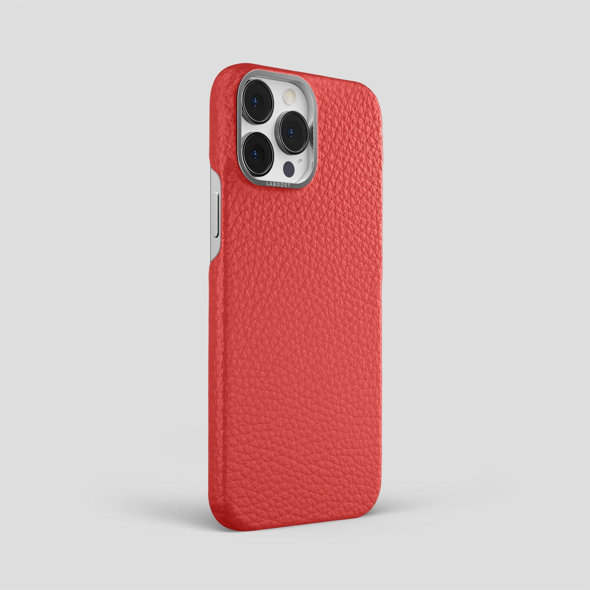 Red iPhone 15 Pro Max Classic Case Calf with Steel Metal -2 | Red-Steel