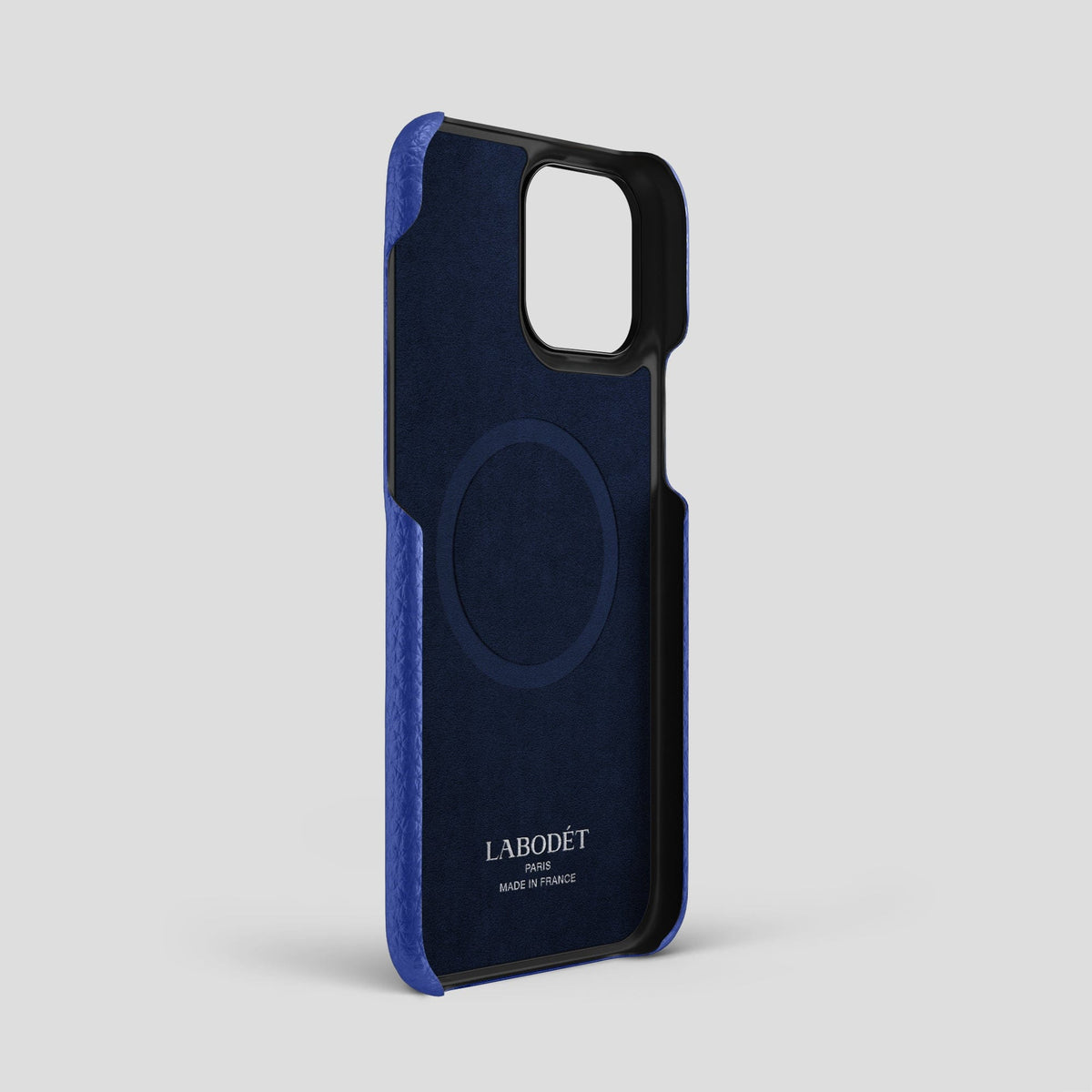 Royal Blue iPhone 15 Pro Max Classic Case Calf with Black Metal -4 | Royal-Blue-Black