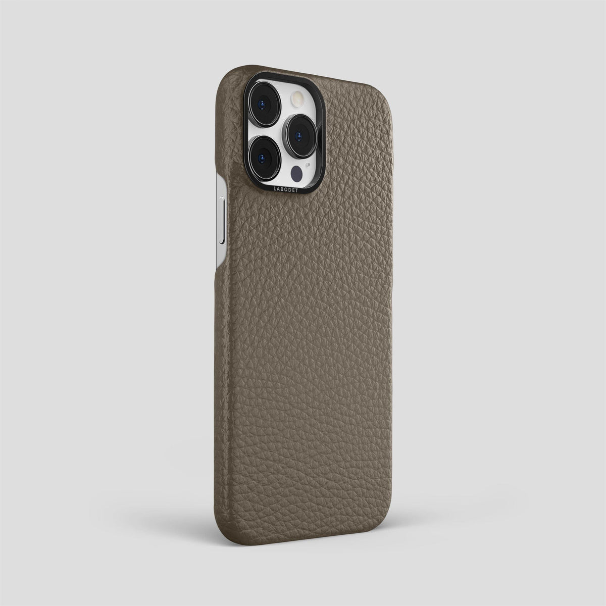 Taupe iPhone 15 Pro Max Classic Case Calf with Black Metal -2 | Taupe-Black