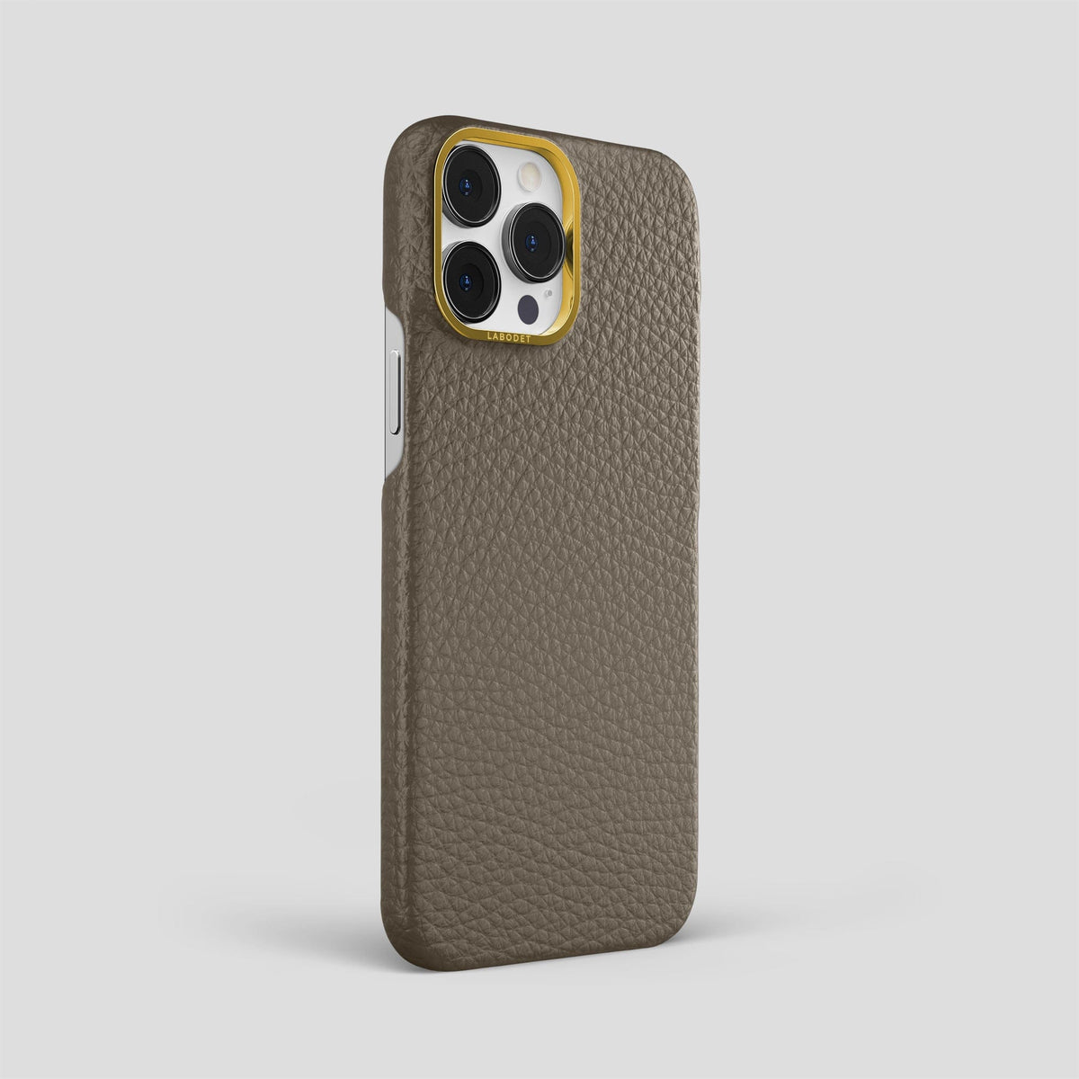 Taupe iPhone 15 Pro Max Classic Case Calf with Gold Metal -2 | Taupe-Gold