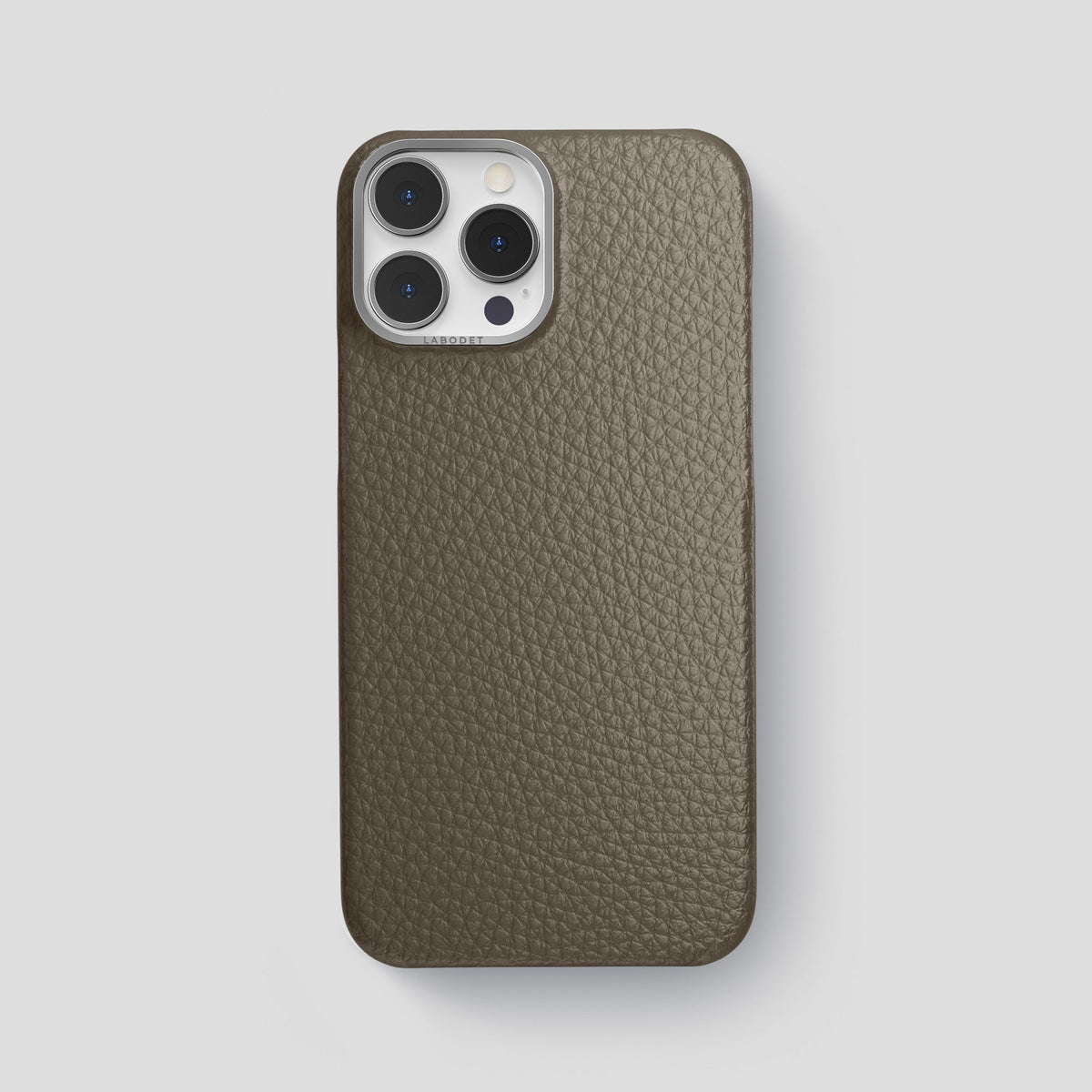 Taupe iPhone 15 Pro Max Classic Case Calf with Steel Metal -1 | Taupe-Steel