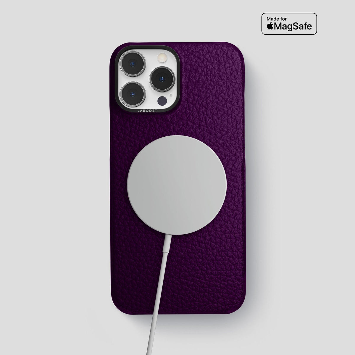 Violet iPhone 15 Pro Max Classic Case Calf with Black Metal -5 | Violet-Black