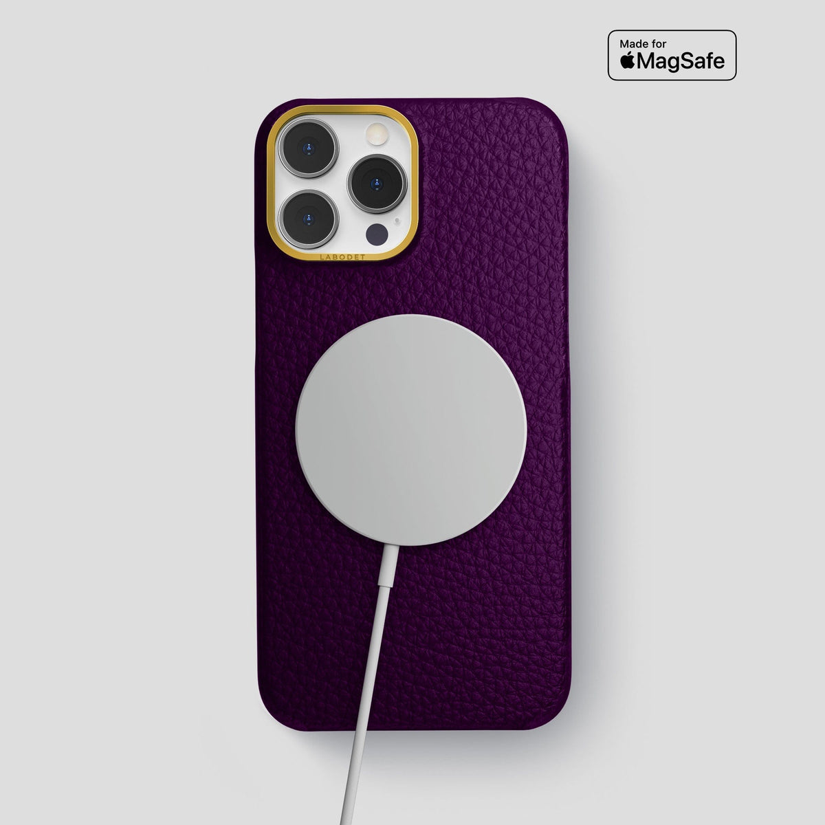 Violet iPhone 15 Pro Max Classic Case Calf with Gold Metal -5 | Violet-Gold