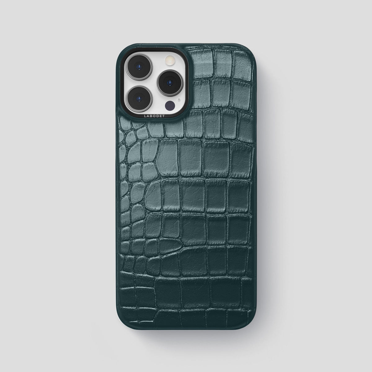 Metallic-Blue iPhone 15 Pro Max Classic Case Alligator with Black Metal -1 | Metallic-Blue-Black