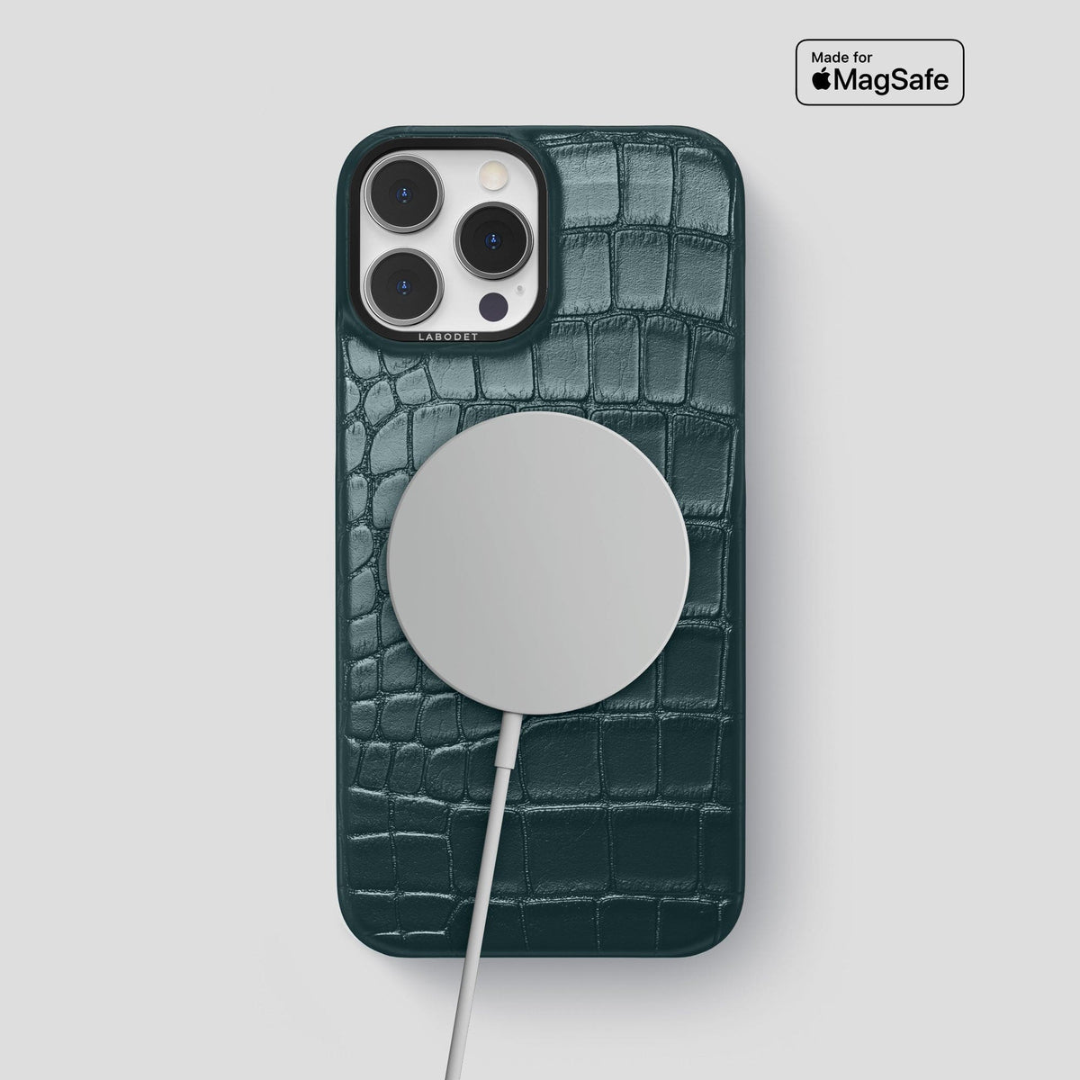 Metallic-Blue iPhone 15 Pro Max Classic Case Alligator with Black Metal -5 | Metallic-Blue-Black