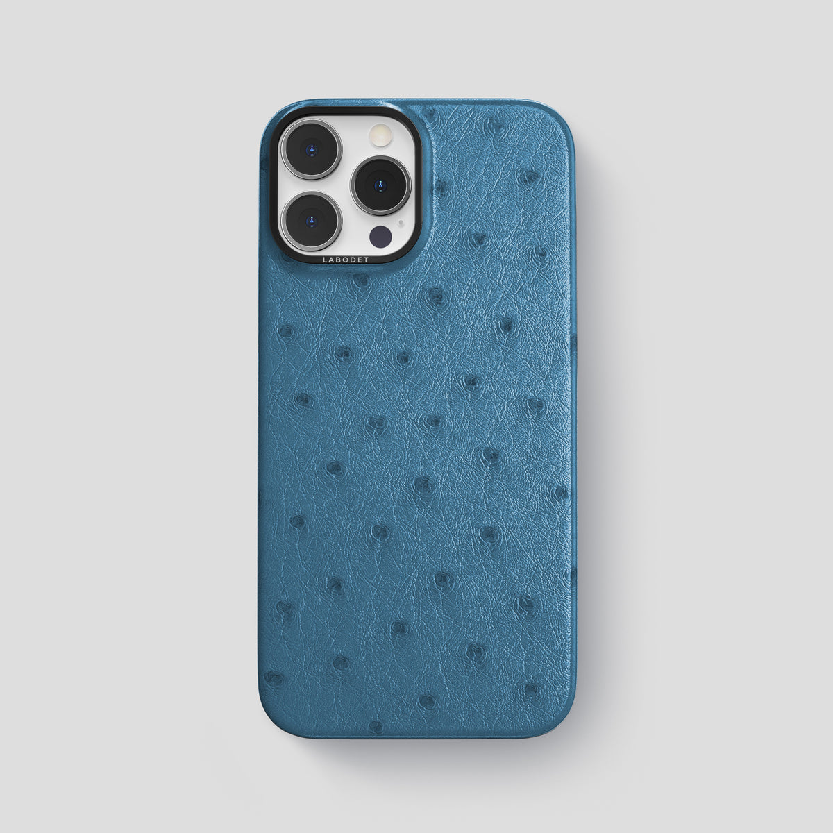 Blue-Jeans iPhone 15 Pro Max Classic Case Ostrich with Black Metal -1 | Blue-Jeans-Black