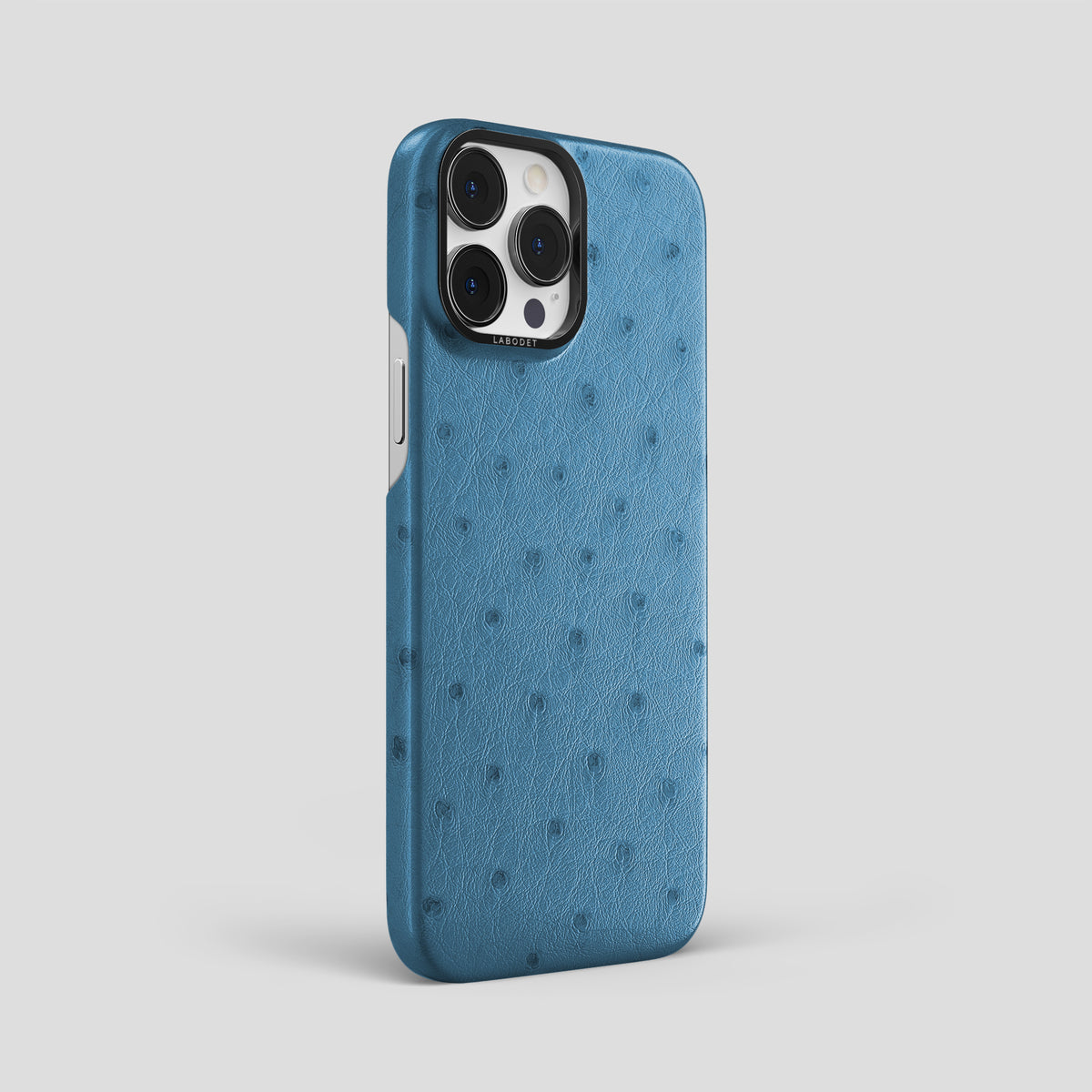 Blue-Jeans iPhone 15 Pro Max Classic Case Ostrich with Black Metal -2 | Blue-Jeans-Black