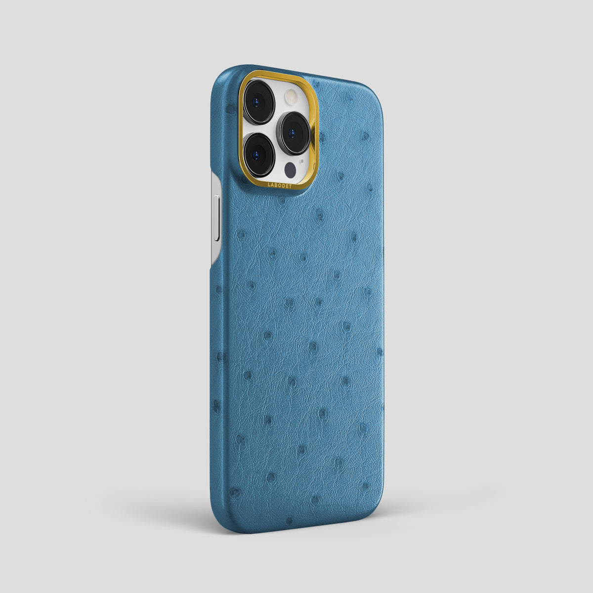 Blue-Jeans iPhone 15 Pro Max Classic Case Ostrich with Gold Metal -2 | Blue-Jeans-Gold