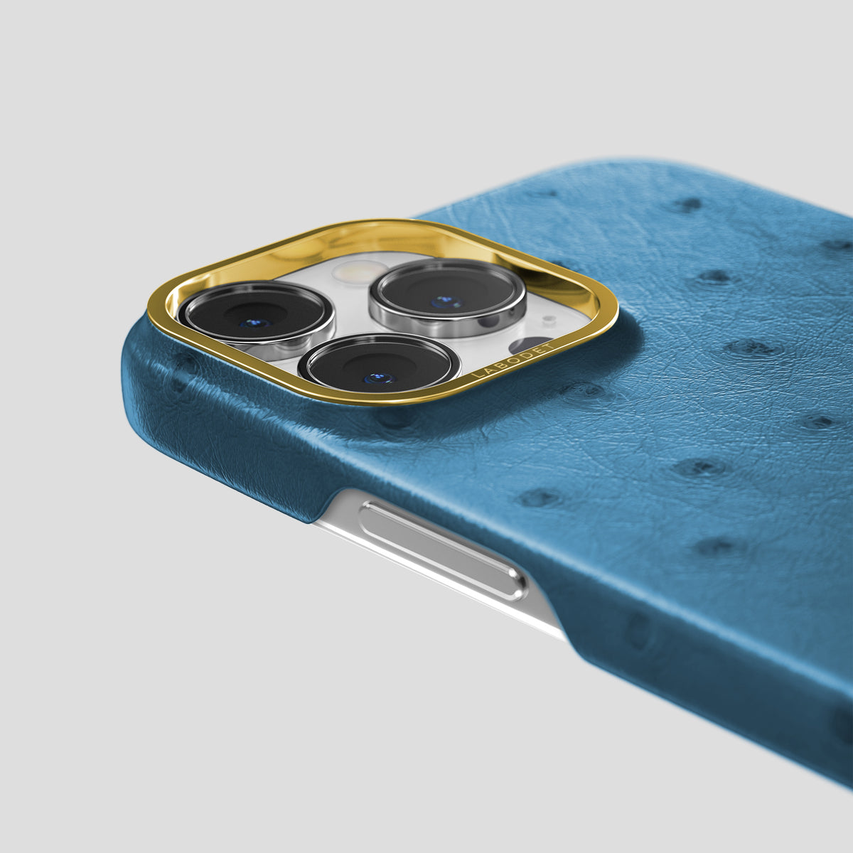 Blue-Jeans iPhone 15 Pro Max Classic Case Ostrich with Gold Metal -5 | Blue-Jeans-Gold