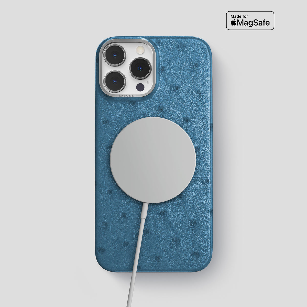 Blue-Jeans iPhone 15 Pro Max Classic Case Ostrich with Steel Metal -4 | Blue-Jeans-Steel