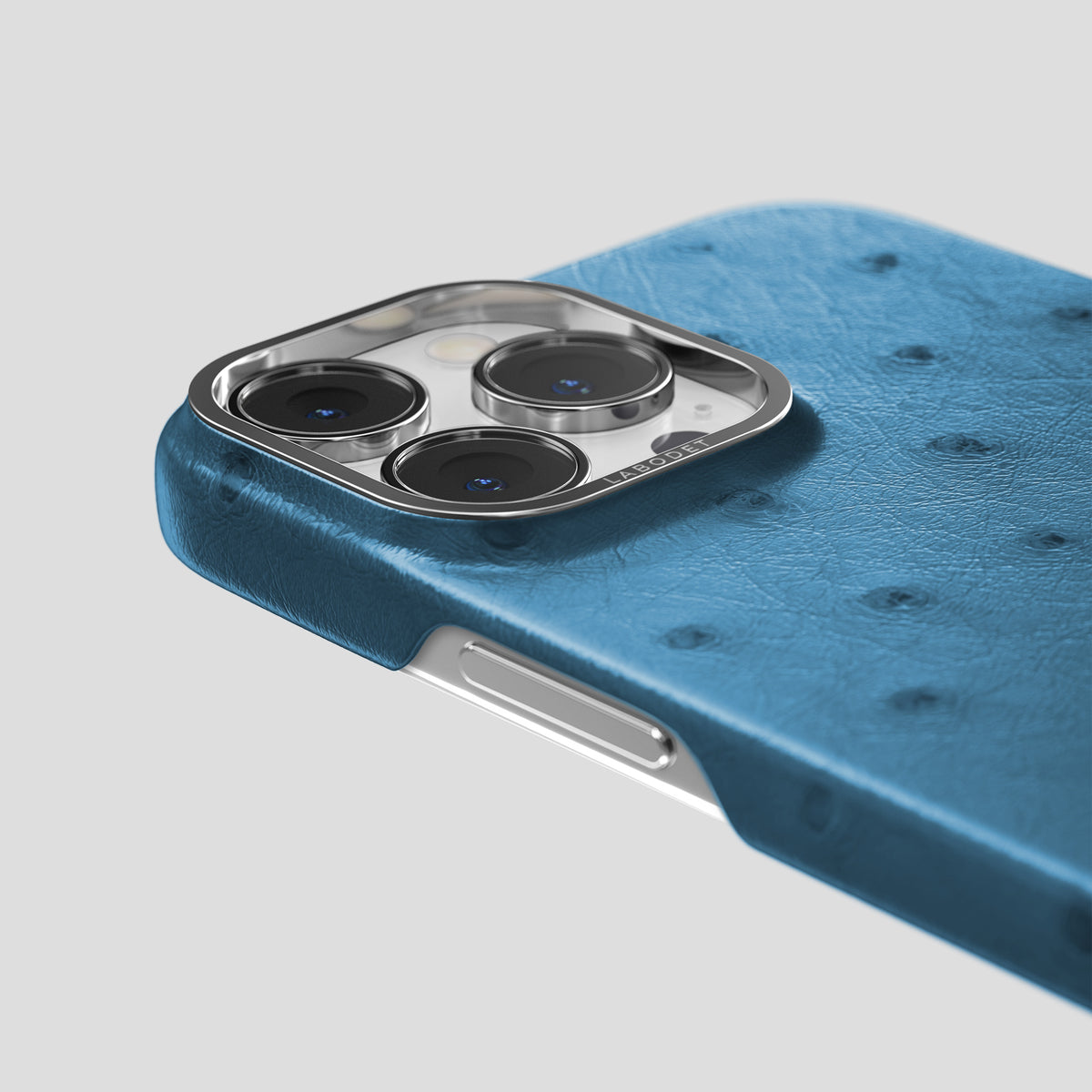 Blue-Jeans iPhone 15 Pro Max Classic Case Ostrich with Steel Metal -5 | Blue-Jeans-Steel